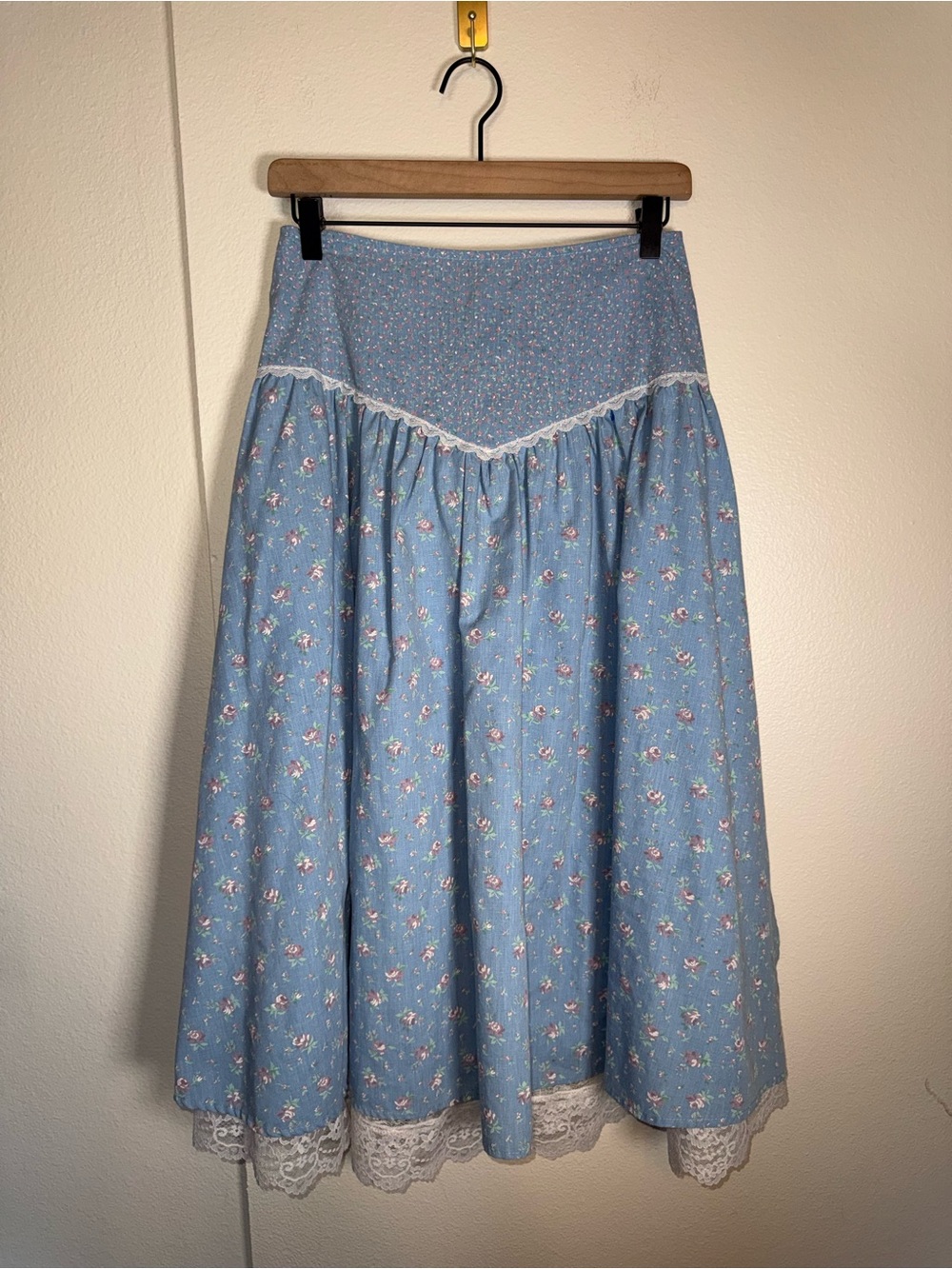 EBER SAN FRANCISCO 70s ditsy floral lace cottagecore midi vintage aline skirt 11